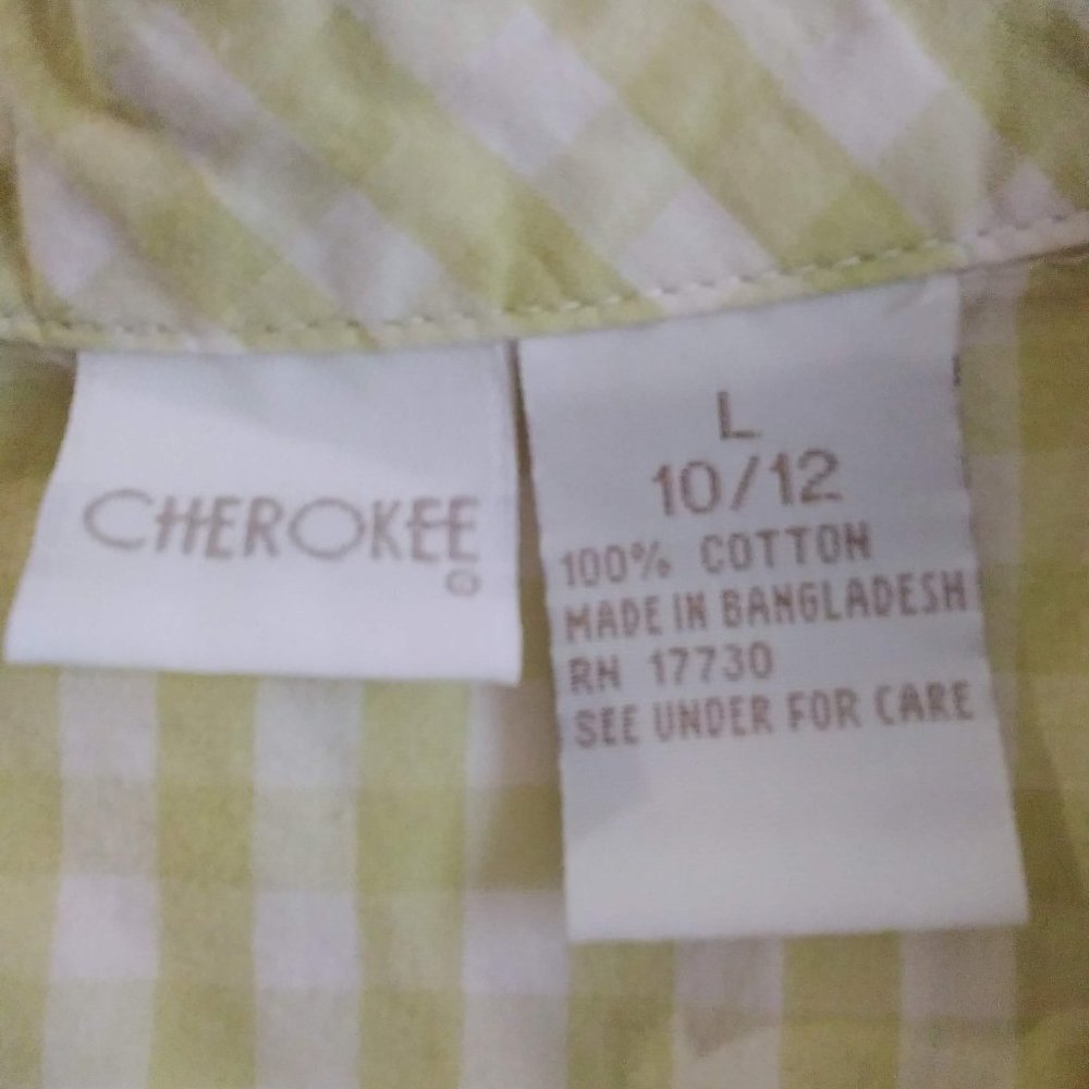 Cherokee Western Style Shirt Size Large Jr. Greenish Yellow Vintage - Picture 6 of 7
